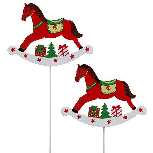 Floristik24 Cheval à bascule sur bâton rouge 8,5cm 16 pcs