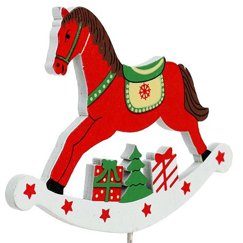 Floristik24 Cheval à bascule sur bâton rouge 8,5cm 16 pcs