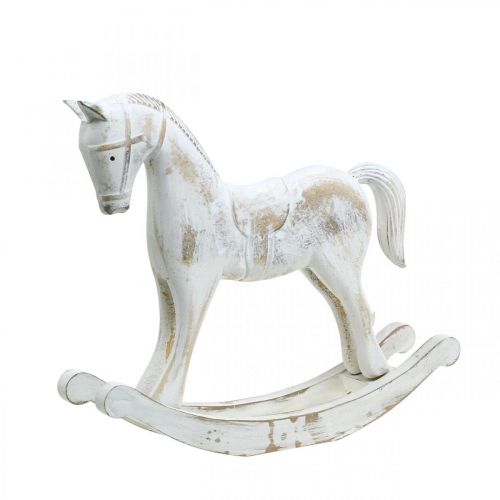 Floristik24 Cheval à bascule décoratif Noël blanc marron 26x6x23cm