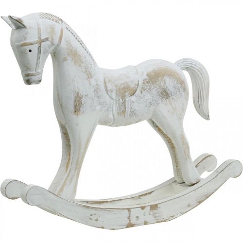 Floristik24 Cheval à bascule décoratif Noël blanc marron 37x8x32cm