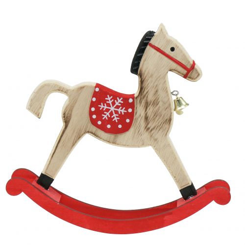 Floristik24 Cheval à bascule bois naturel, rouge 21,5cm H21cm