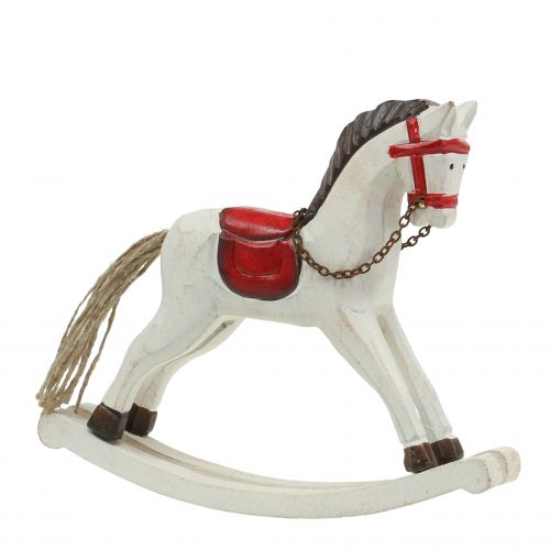 Cheval à Bascule Bois Rouge, Blanc 19cm x15cm