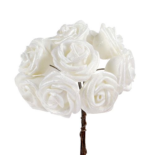 Floristik24 Roses en mousse blanches en nacre 2,5 cm de Ø 120 ex