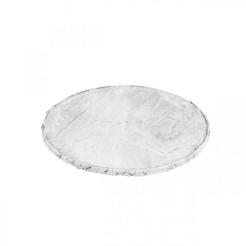 Article Disque en bois déco avec sous-verre blanc écorce contreplaqué Ø20cm