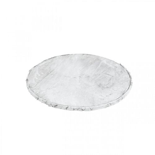 Article Disque décoratif en bois avec écorce contreplaqué dessous de verre blanc Ø20cm
