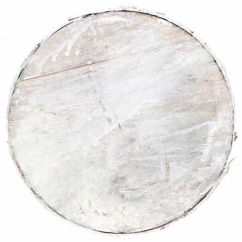Article Disque décoratif en bois avec écorce contreplaqué dessous de verre blanc Ø20cm