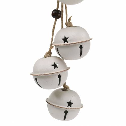 Floristik24 Cloches avec une étoile sur le ruban à suspendre Blanc L30cm 2pcs