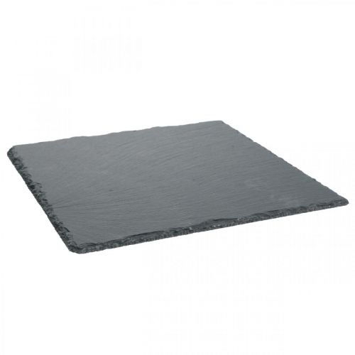 Article Assiette en ardoise carrée, plateau décoratif pierre naturelle 25×25cm 2pcs
