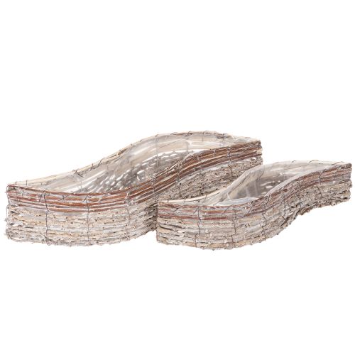 Pot de fleurs oblong en osier avec feuille d'aluminium, coupe décorative, 45 cm, 1 pièce