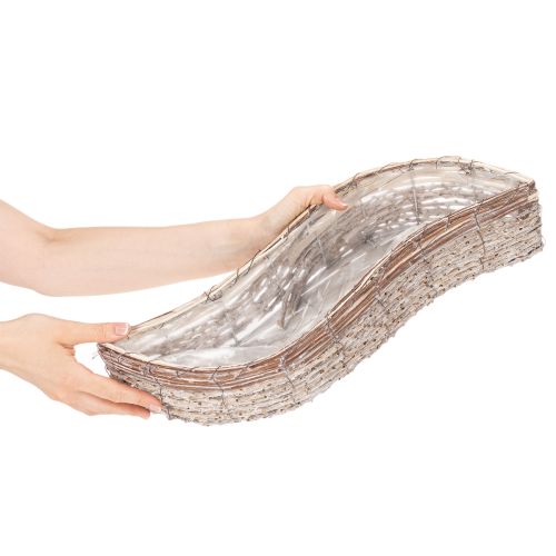 Pot de fleurs oblong en osier avec feuille d'aluminium, coupe décorative, 45 cm, 1 pièce | Floristik24.be