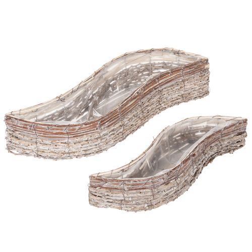 Pot de fleurs oblong en osier avec feuille d'aluminium, coupe décorative, 45 cm, 1 pièce | Floristik24.be