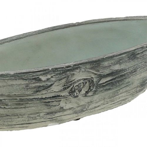 Floristik24 Jardinière ovale béton bateau design bois 37×11.5cm H10cm