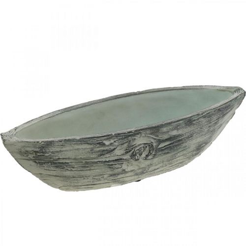 Floristik24 Jardinière ovale béton bateau design bois 37×11.5cm H10cm