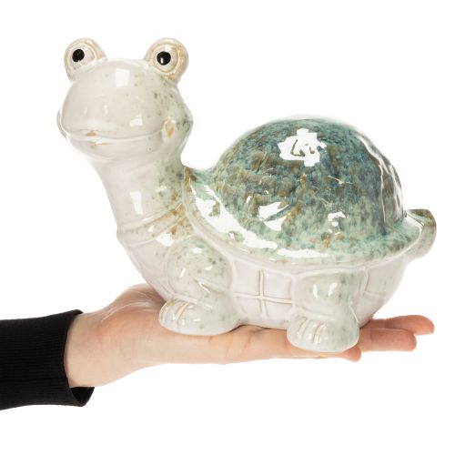 Article Figurine de tortue en céramique, objet décoratif de 22 cm, idéale pour attirer le regard dans votre salon.