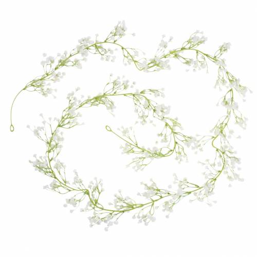 Floristik24 Guirlande de décoration de mariage gypsophile avec oeillets blanc 180cm