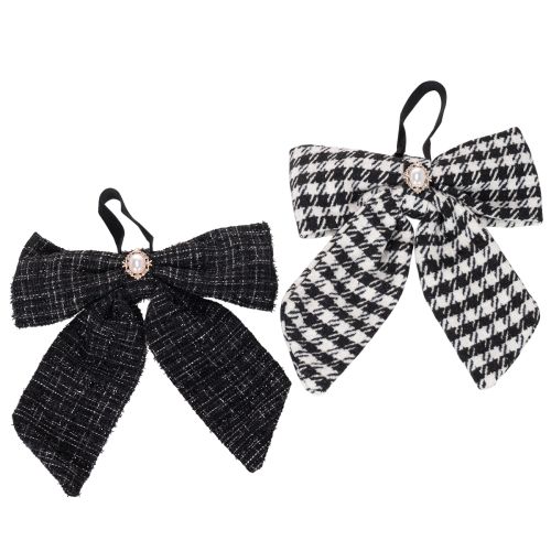 Nœud papillon en tissu avec broche et attache, à carreaux, 24 cm, lot de 2 acheter | Floristik24.be