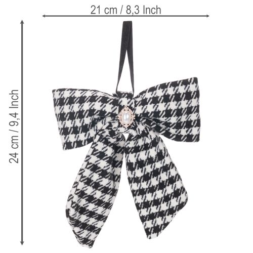 Nœud papillon en tissu avec broche et attache, à carreaux, 24 cm, lot de 2 | Floristik24.be