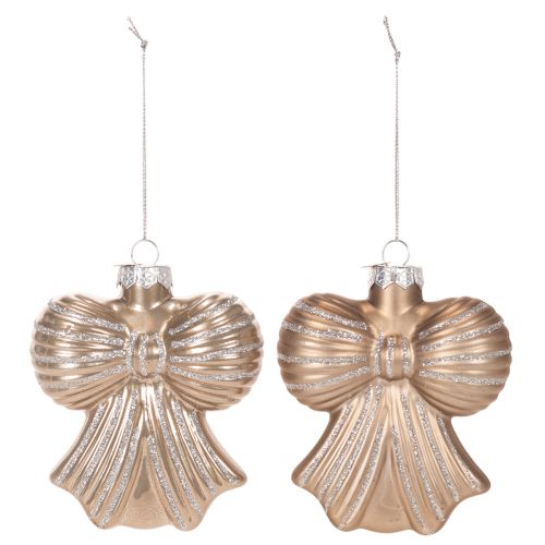 Ornements de Noël en verre, nœud pour suspendre, 10 cm, 2 pièces | Floristik24.be