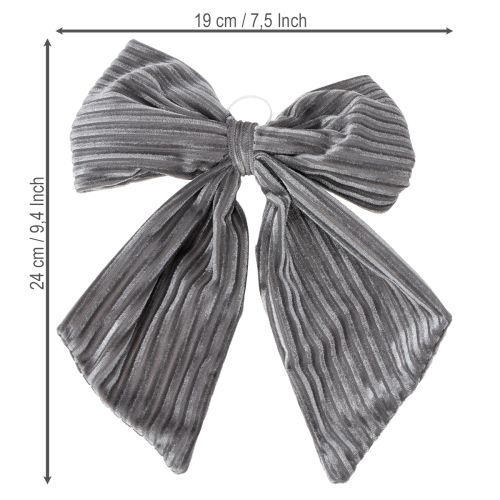 Nœud décoratif à suspendre, nœud de Noël, velours côtelé, 24 cm, lot de 2 | Floristik24.be