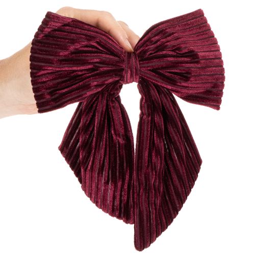 Nœud en velours côtelé rouge pour suspendre les décorations de Noël, 24 cm, lot de 2 | Floristik24.be