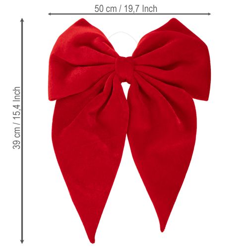 Nœud décoratif rouge, grand nœud en velours pour fenêtre ou porte, 50 cm | Floristik24.be