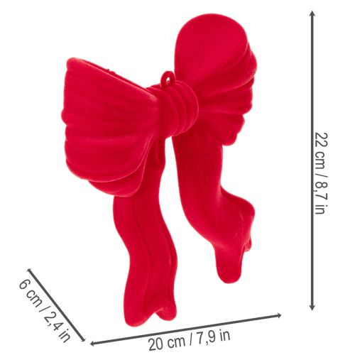 Nœud décoratif rouge à suspendre, décoration de Noël floquée, 22 cm | Floristik24.be