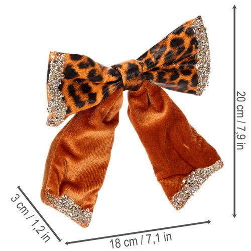 Nœud décoratif à motif léopard imprimé animal, 20 cm, lot de 3 | Floristik24.be