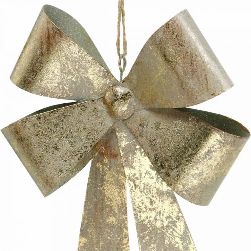 Article Boucles en métal, pendentif de Noël, décoration de l&#39;Avent doré, aspect antique H18cm L12.5cm 2pcs