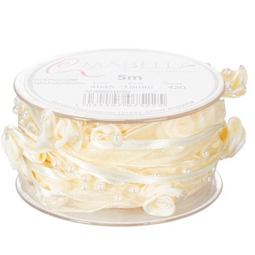 Article Ruban Valentino crème 15 mm 5 m