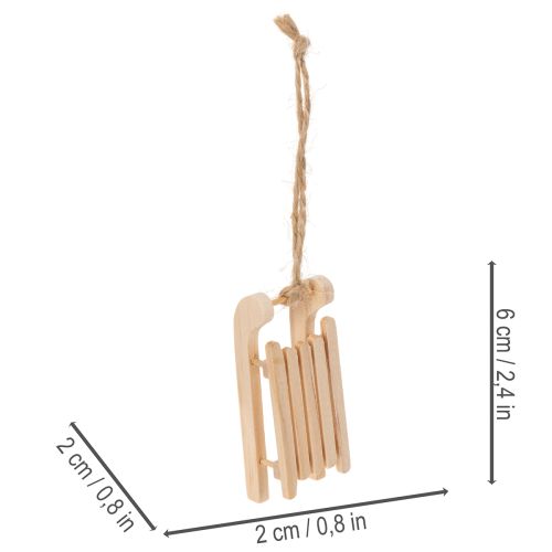 Traîneau décoratif à suspendre au sapin de Noël, 6 cm, lot de 6 | Floristik24.be