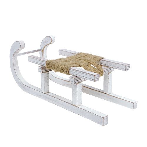 Floristik24 Traîneau en bois blanc 28cm x 11cm x 11cm 1pc