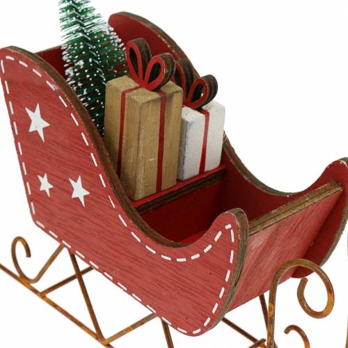 Floristik24 Luge en bois rouge 15,5cm x 15cm x 6cm