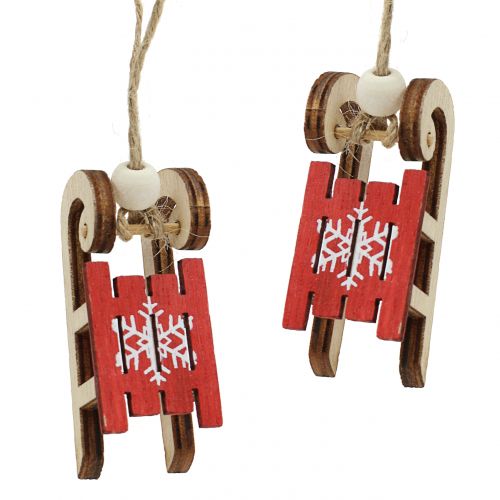 Traîneau suspendu rouge 4cm 12pcs