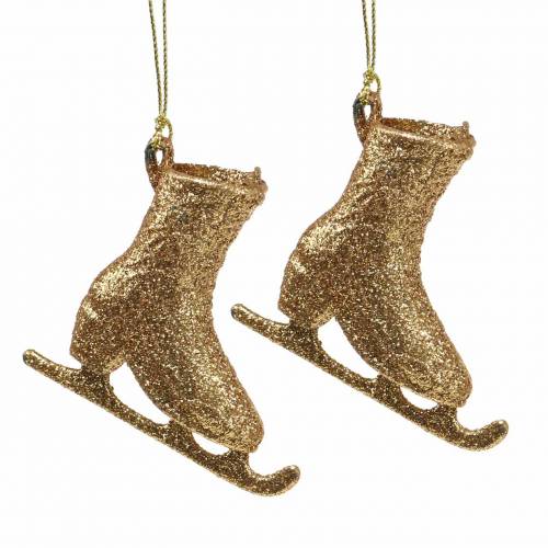 Floristik24 Décoration de sapin de Noël patin à glace or, paillettes 8cm 12pcs