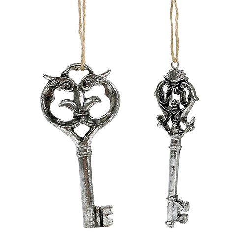 Floristik24 Clé argentée 10cm ass. 6pc
