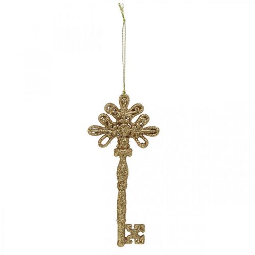 Floristik24 Clé de décoration, Décoration de Noël avec paillettes, Décorations d'arbre de Noël Doré H15.5cm 12pcs