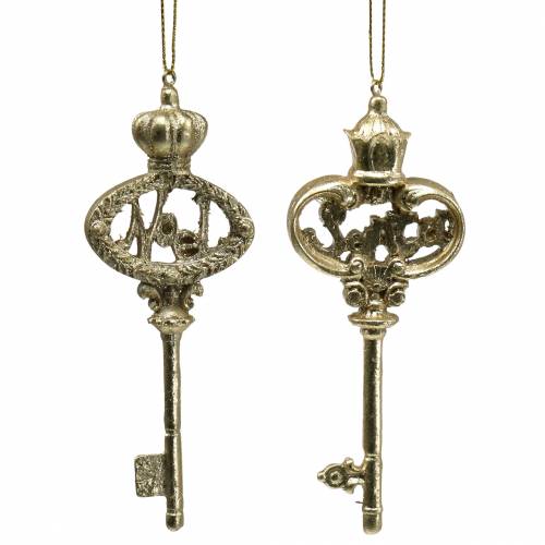 Floristik24 Clé de décoration pour arbre de Noël avec mica doré 13cm 2pcs