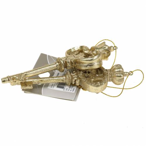 Floristik24 Clé de décoration pour arbre de Noël avec mica doré 13cm 2pcs