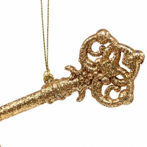 Floristik24 Décorations pour sapin de Noël clé or, paillettes 14.5cm 12pcs