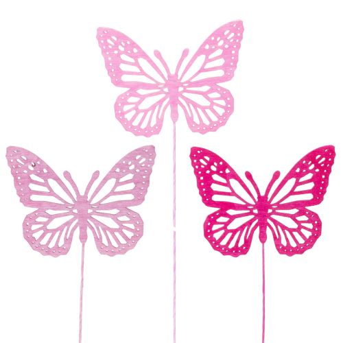 Papillons décoratifs sur tiges, pour apporter une touche délicate à vos tables et jardinières, 8 cm, lot de 18.