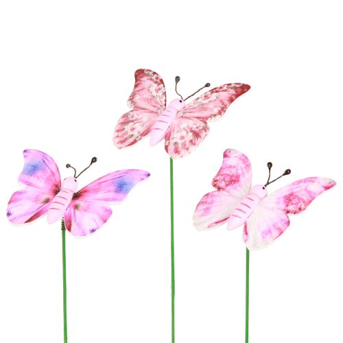 Article Bouchon décoratif papillon bois rose rose 8x5,5cm 18 pcs