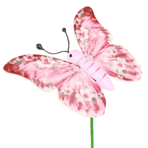 Article Bouchon décoratif papillon bois rose rose 8x5,5cm 18 pcs