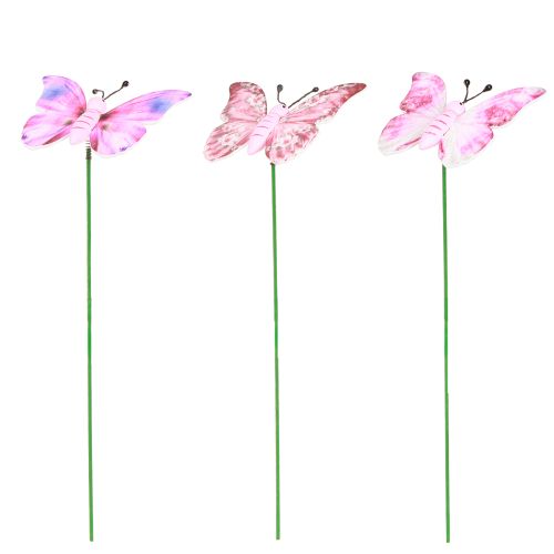 Article Bouchon décoratif papillon bois rose rose 8x5,5cm 18 pcs