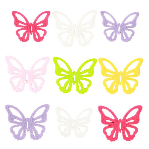 Article Papillons en feutre colorés – Papillons décoratifs de printemps 6 couleurs 4cm 72 pcs