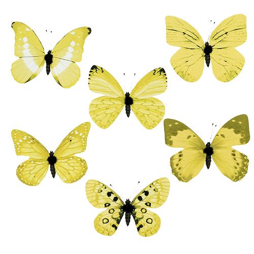 Floristik24 Papillon jaune sur le clip 11cm 6pcs