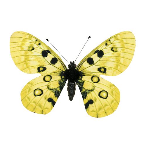 Floristik24 Papillon jaune sur le clip 11cm 6pcs