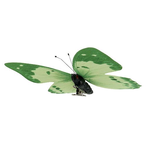 Floristik24 Papillon vert sur clip 10cm - 11cm 6pcs