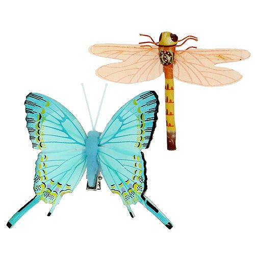 Floristik24 Papillon et libellule avec clip assorti 6pcs