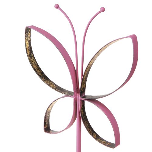 Article Support Décoratif en Métal Papillon Fuchsia Doré H29cm 2 pcs