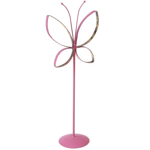 Floristik24 Décoration Métal Papillon Printemps Fuchsia Doré H35cm 2 pcs